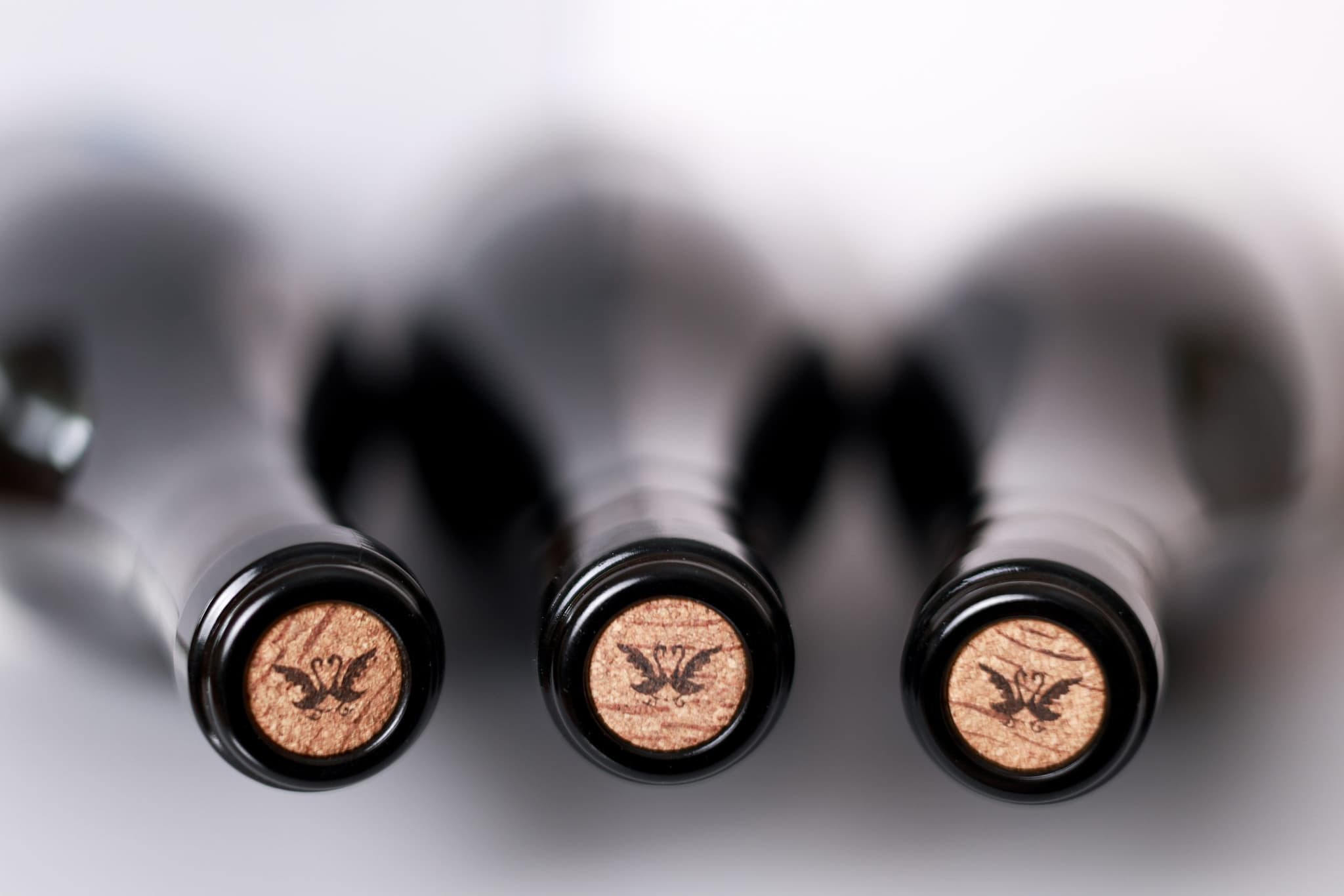 Audelyn corks stamped with the twin swan crest